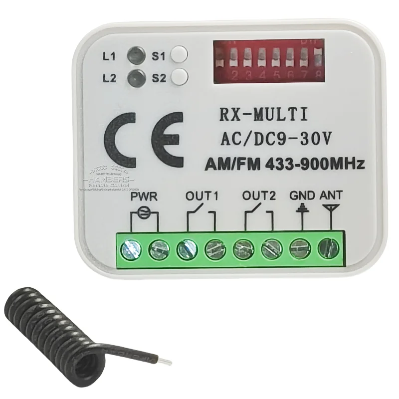 Universal AC DC 12V 24V 2 Channel Receiver Universal RX-Multi Receiver Controller RX MULTI AC/DC 9-30V 300-900MHz 433MHz 868MHz