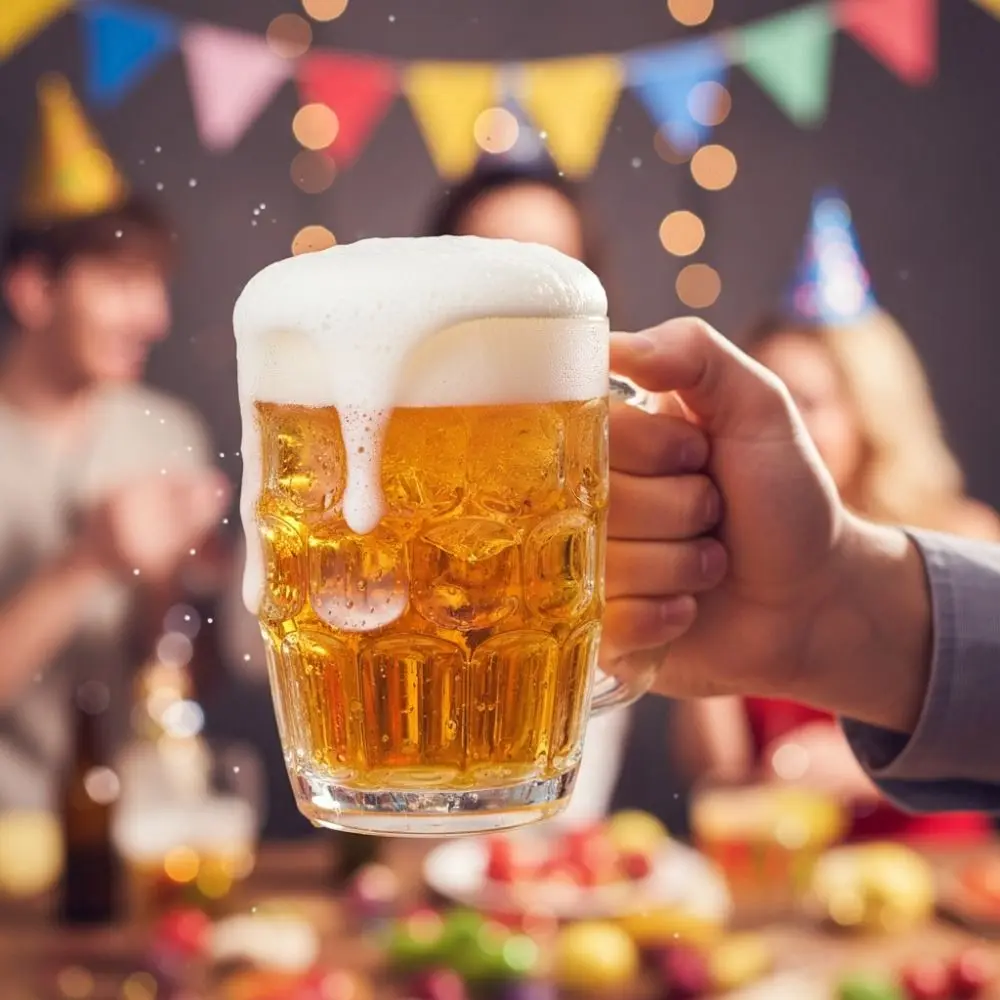 Creative Imitation Glass Plastic Beer Cup Transparent with Handle Beer Mug Thickened Unbreakable Drinking Cup Dinning Table