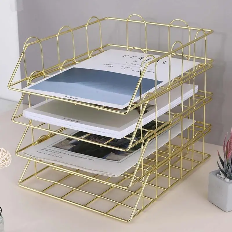Y1UB Fashion Stackable Wide Entry Desk File Document Paper Letter Tray for Magzines Newspapers Office File Folder Holder
