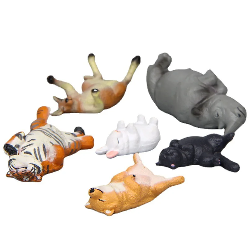 Love To Sleep Series Doll Model Cartoon Cute Tiger Shiba Inu Rabbit Statue Desktop Decorations Fun Landscape Doll Ornament