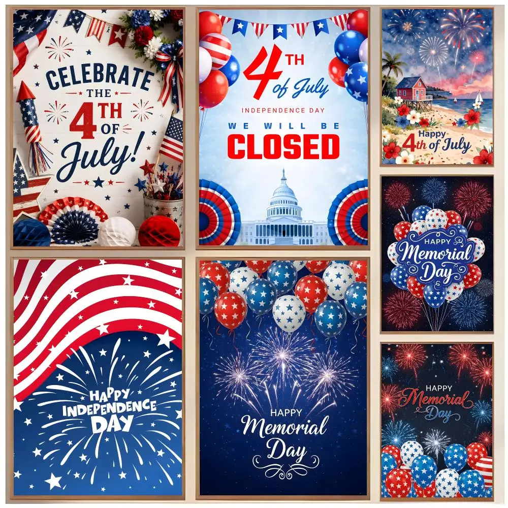 National Holiday the Fourth of July USA Poster  Classic Home Interior Design & Modern Wall Decor Art Collection