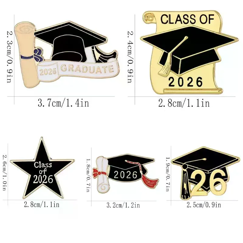 2pcs Metal Baking Paint Brooch Graduation Season Souvenir Texture Jewelry Brooch Multifunctional Decoration Backpack Hat Clothin