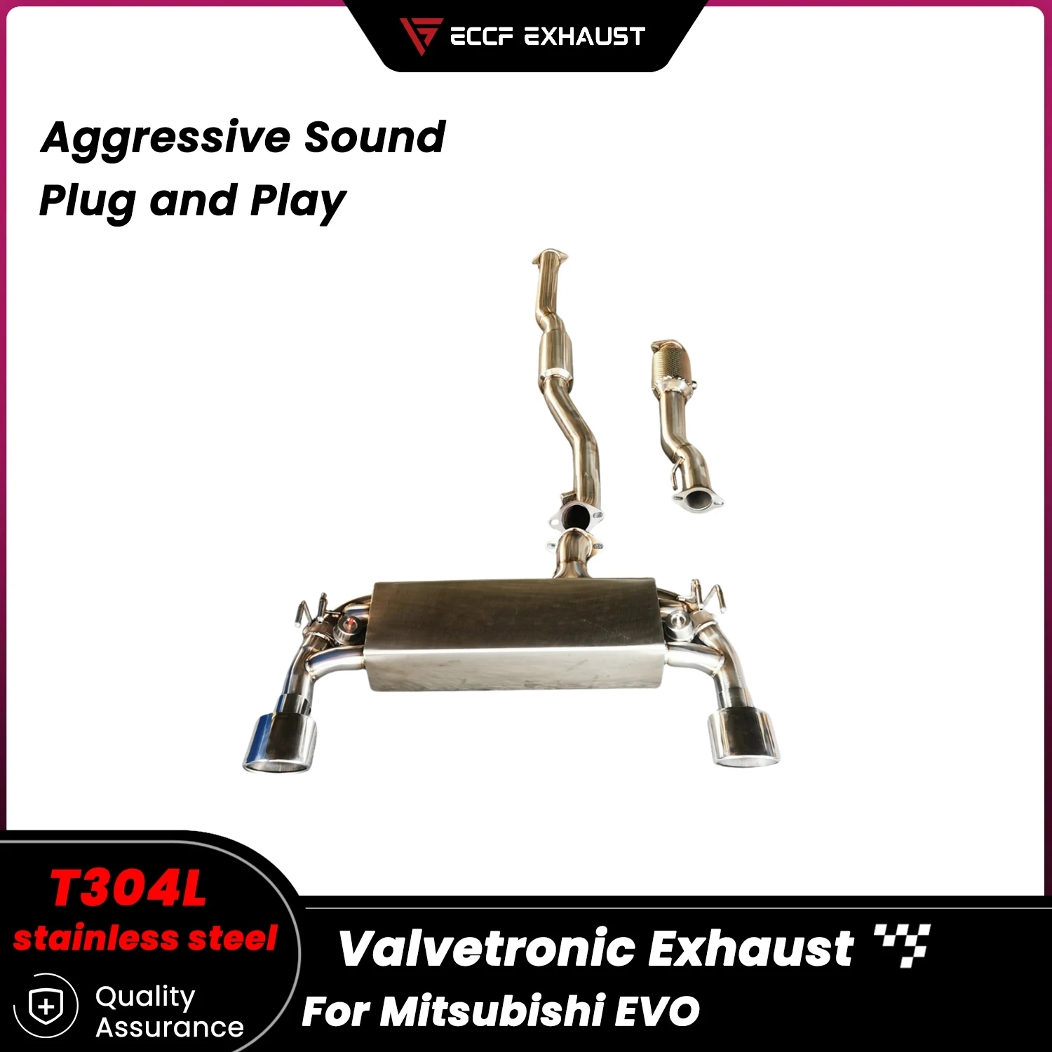 

Sporty Pneumatic Valve Stainless steel Catback Exhaust for Mitsubishi EVO Freely Adjustable Sound Control Easy Installation