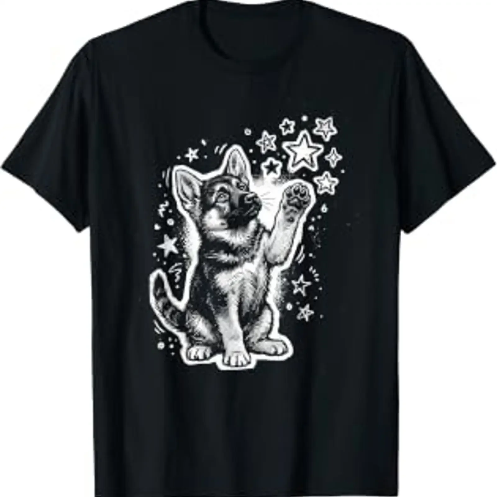 Chiot Berger Allemand étoiles Y2K Silly Grunge Vintage T Shirt vintage Washed Stylish Comfortable streetwear Soft Casual