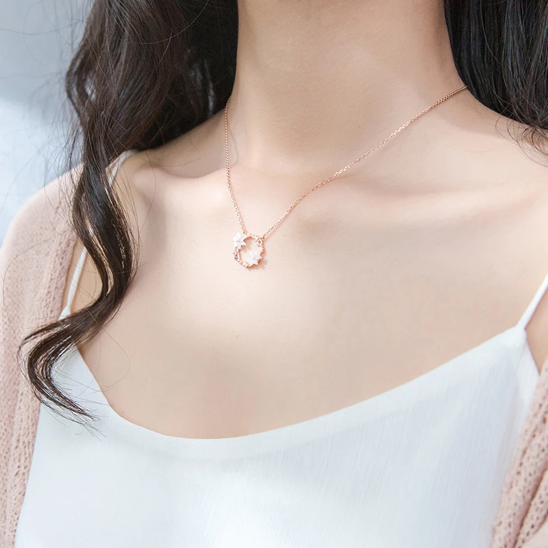 Modian New Arrival Real 925 Sterling Silver Ceramics Enamel Charm Rose Gold Color Necklace Pendants For Women S925 Fine Jewelry