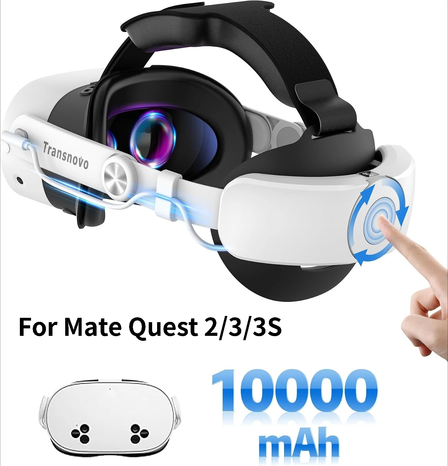 Head Strap for Meta Quest 2/3/3S 10000mAh Battery Pack 20W Fast-Charging Elite Strap Adjustable Dial for Quest 3S VR Accessories