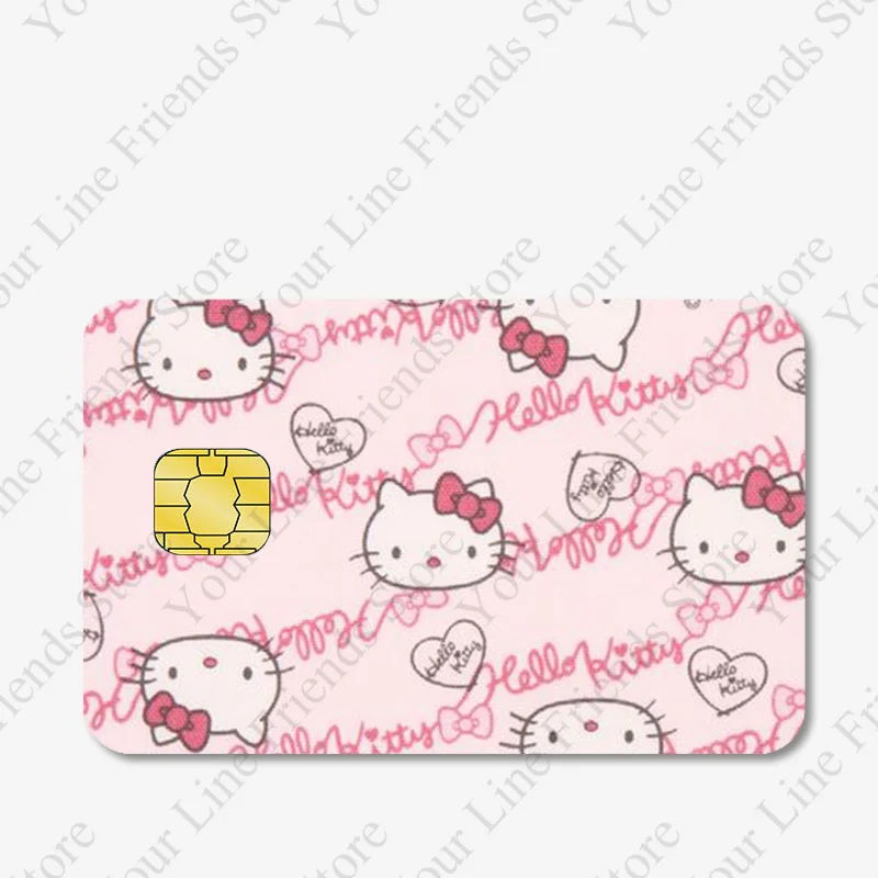 New Hello Kittys Credit Debit Card Sticker Kawaii My Melody Poker Sticker Cartoon Waterproof Stickers Big Small Chip Sticker