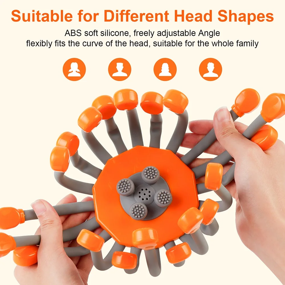 Electric Scalp Massager 24 Heads Octopus Claw Head Massager 24 Point Vibration Massage Scratcher Bluetooth Music Relaxation view 4