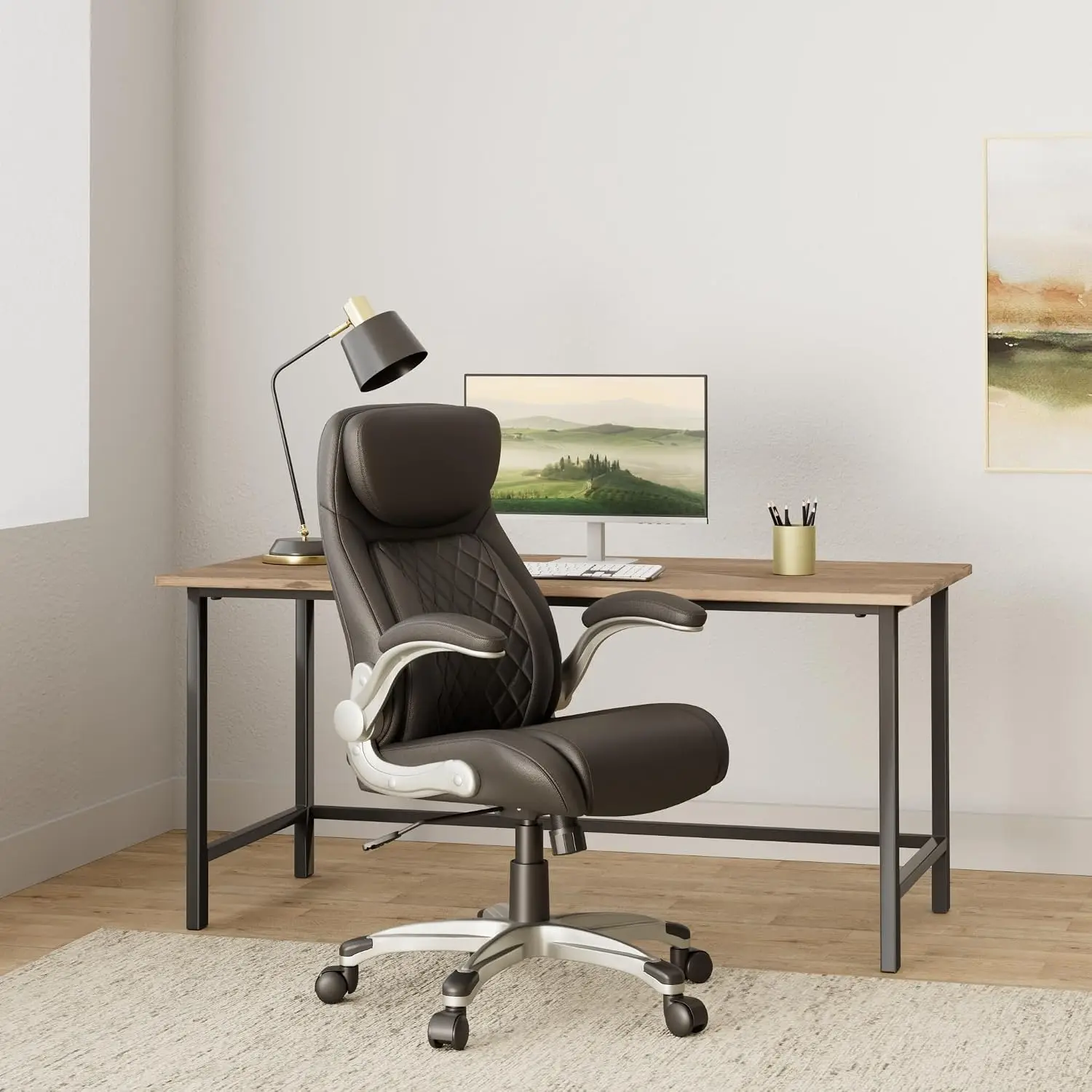 Ergonomic Office Chair Premium Microfiber Leather Adjustable Lumbar Support & Armrests, High Back Comfy Desk Gaming, Customized