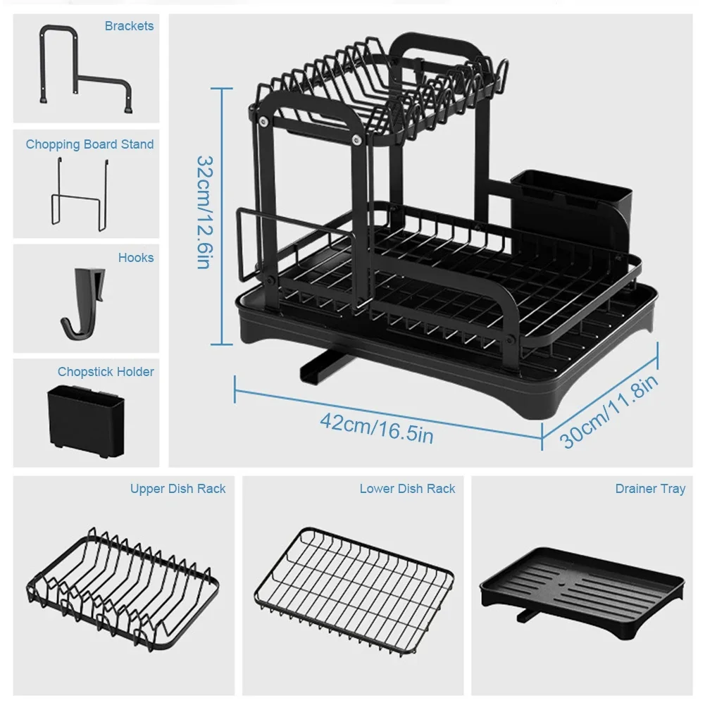 Dish Drainer Chopstick Holder Bowl Dish Drying Rack Cup Holder Kitchen Sink Sponge Holder Cutting Board Holder Kitchen Accessor