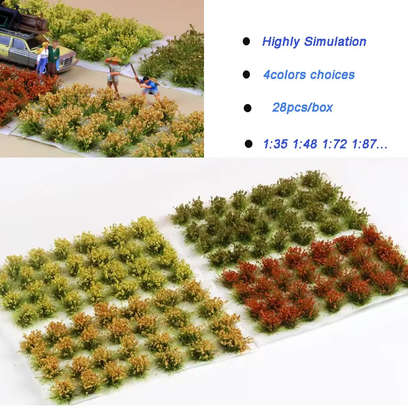 

Miniature Flower Cluster HO N Grass Plant Toys Diy Model Making Military Scenery Railway Train Layout for Diorama 28pcs