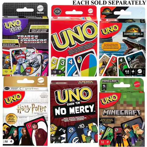 Assorted Original UNO Jurassic World No Mercy Super Mario Card Game Deck Poker Geunine Brand Christmas Gifts Table Games