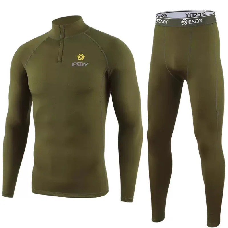 

ESDY Теплое нижнее белье для занятий спортом на открытом воздухе, осенне-зимний комплект с длинными рукавами, облегающий тренировочный комплект для бега