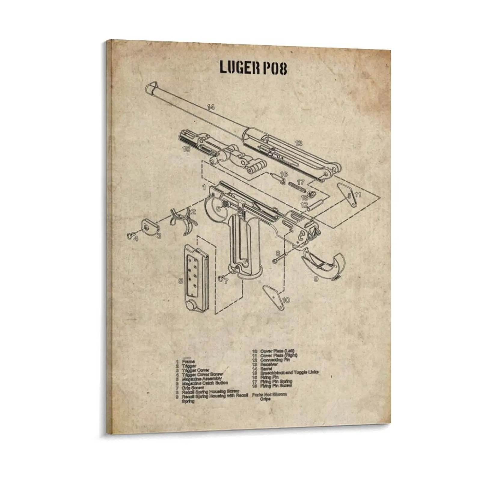Luger P08 Canvas Painting PaintingParty Cinema Customize Wall Mural Framed Wall Paintings