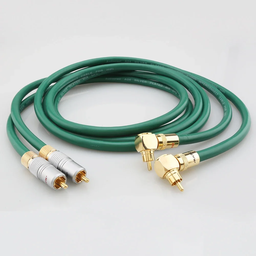 A54 Посеребренный 6N OFC HIFI RCA аудиокабель «папа-папа», позолоченные вилки, прямоугольный удлинитель RCA