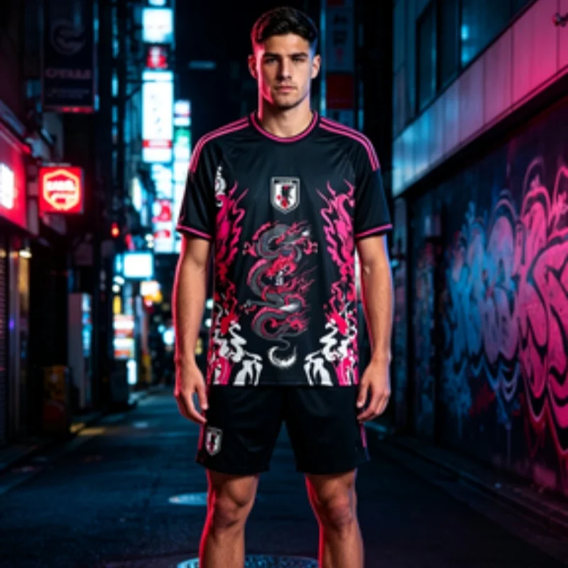 2026 Neues Sommer-Fußballtrikot mit Japan-Drachenmuster für Herren & Damen, Schnelltrocknendes Atmungsaktives T-Shirt, Kinder-Trainingsoberteil