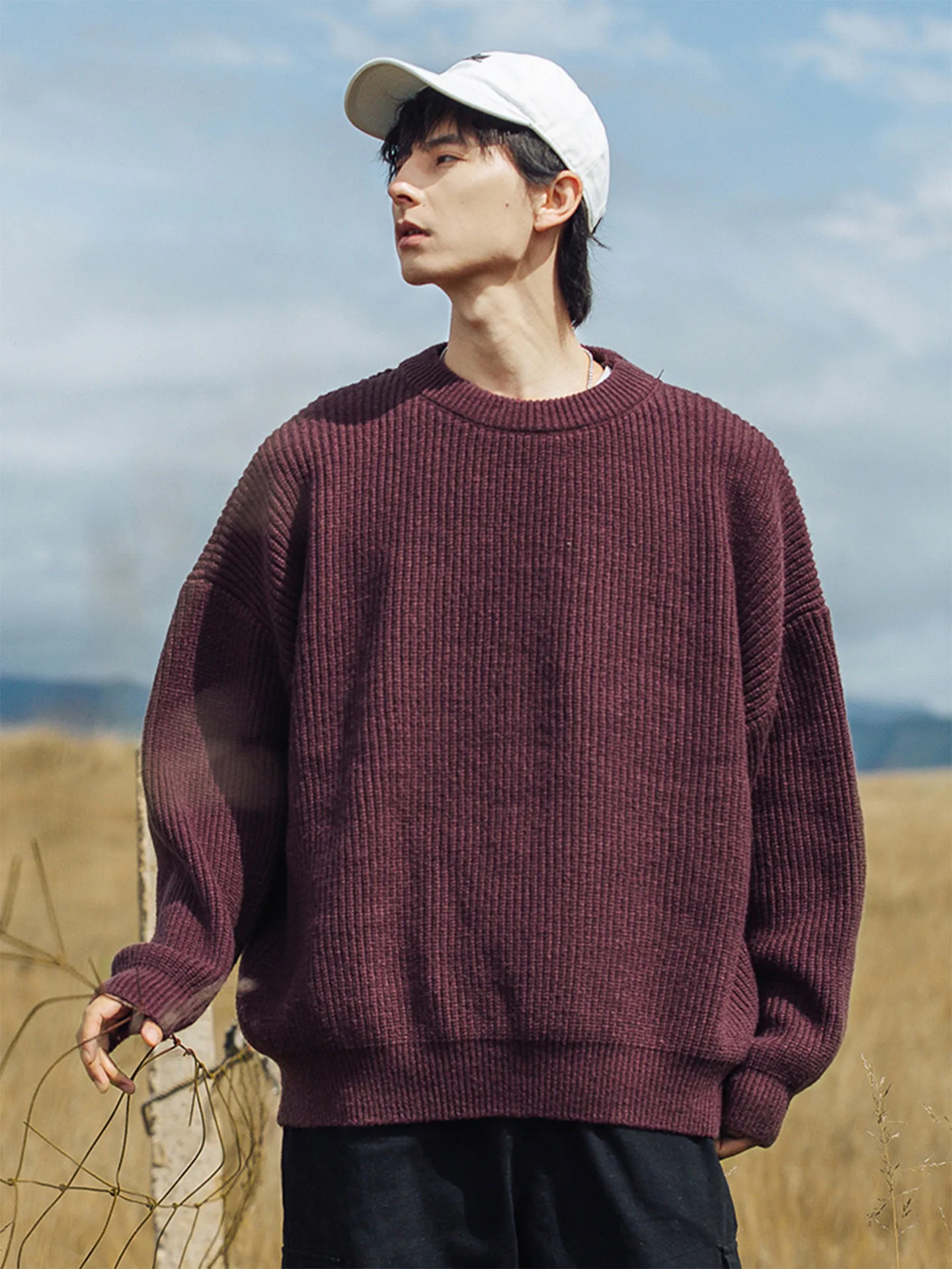 

Casual round Ne Knitwear ex Loose Fit Base Layer irt Couple's Lazy Sle Warmth Knitted Sweater Autumn Winter