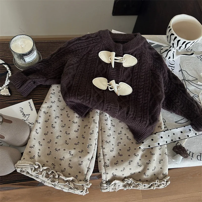 Kids Clothes Girls Kintted Sweaters Thick Sweet Autumn Winter Children Sets