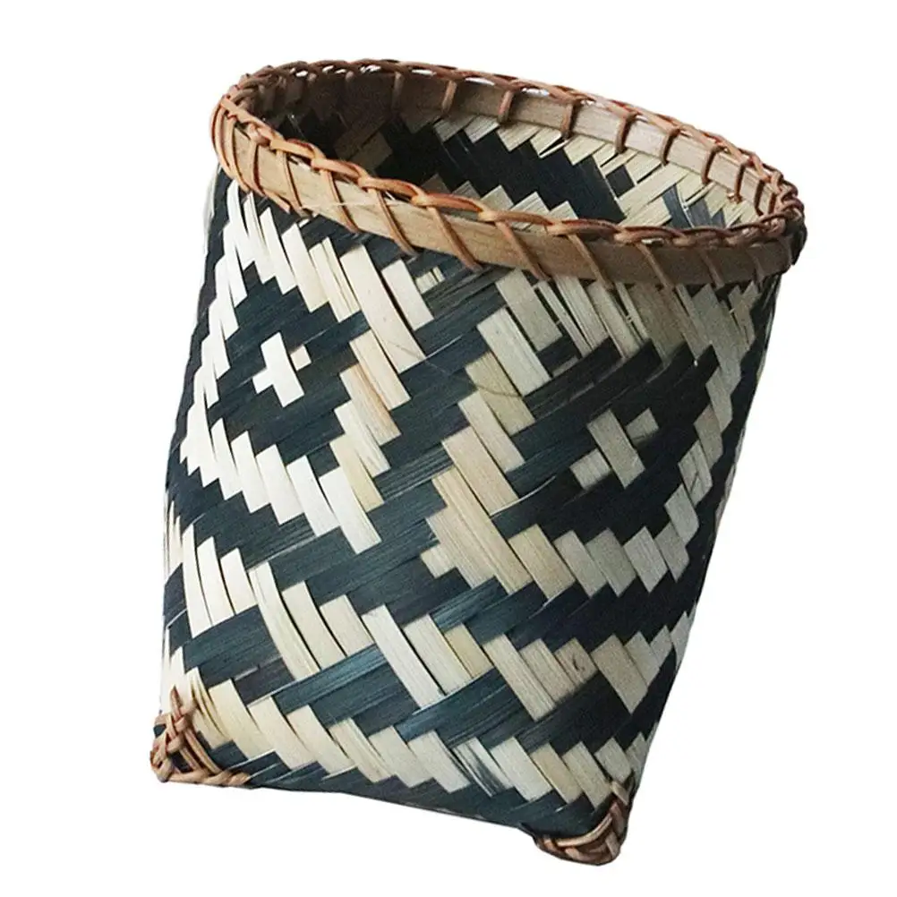 

Bamboo Trash Can Woven Storage Basket Decorative Book Friendly Material Use Compact Practical Laundry
