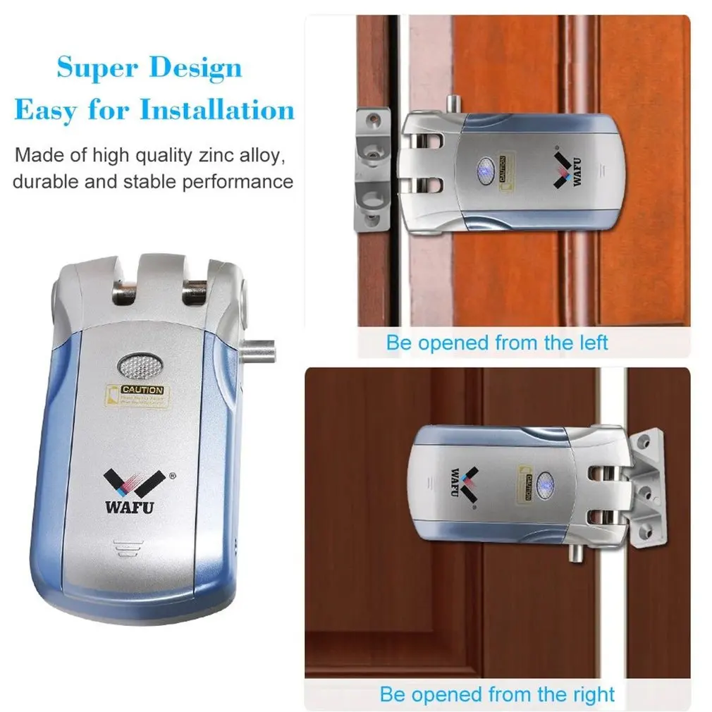 433MHz Wafu Smart Lock Security Wireless WIFI BT Tuya Intelligent Remote Control Electronic Door Invisible With 4 Remote Keys