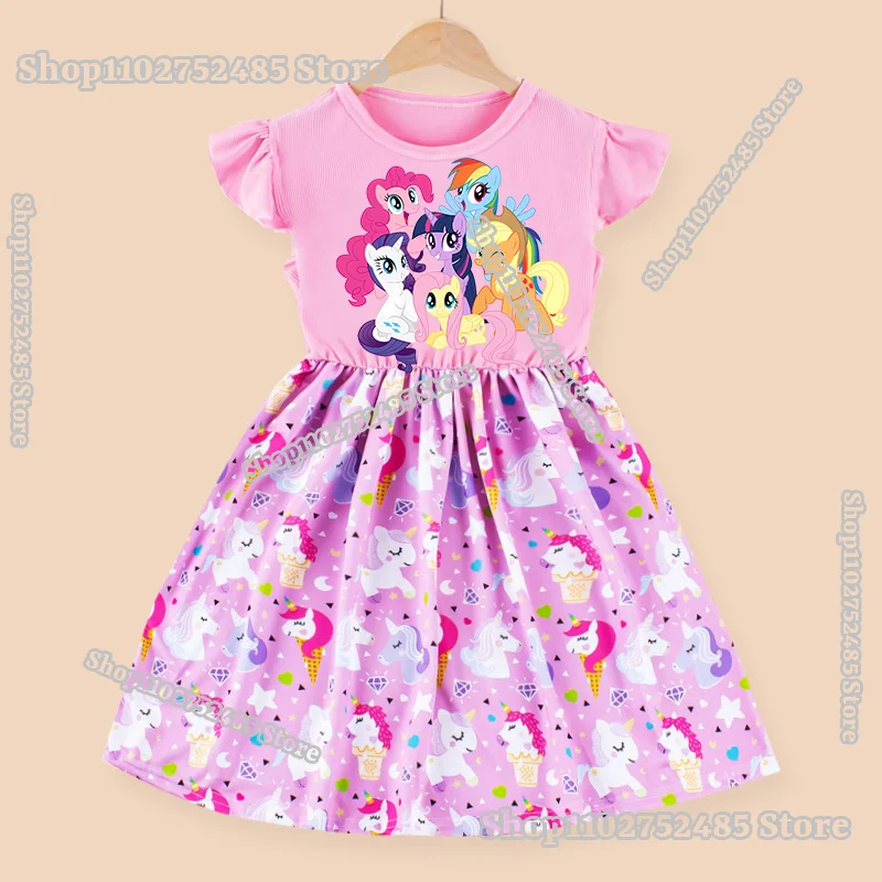 Платья-для-девочек-с-принтом-мультфильма-«Мой-маленький-пони»-и-аниме-персонажей-для-вечеринок-повседневной-носки-косплея-милая-детская-одежда-с-единорогами-подарки