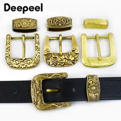 1Set Deepeel 40mm Pure Brass Belt Head Men's Copper Belts Pin Buckle for 36-38mm Jeans Waistband DIY Leather Crafts Accessories