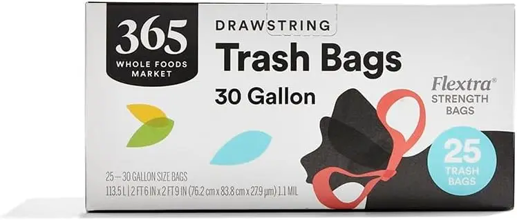 

Сверхпрочные мешки для мусора с завязками, 30 галлонов, упаковка 25 штук, для дома и улицы