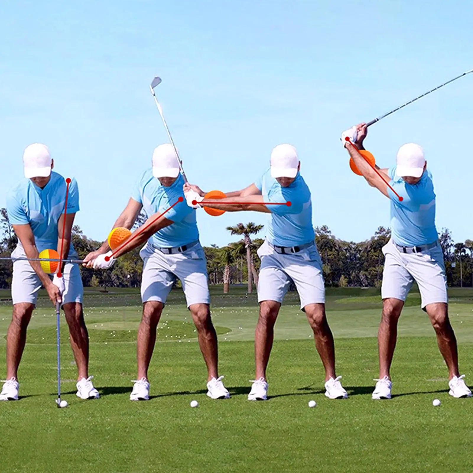 

Golf Training Aid Ball Golf Trainer Swing Aid Portable Alignment Tool Connector Putting Practice For Men Golfer Game Improvement