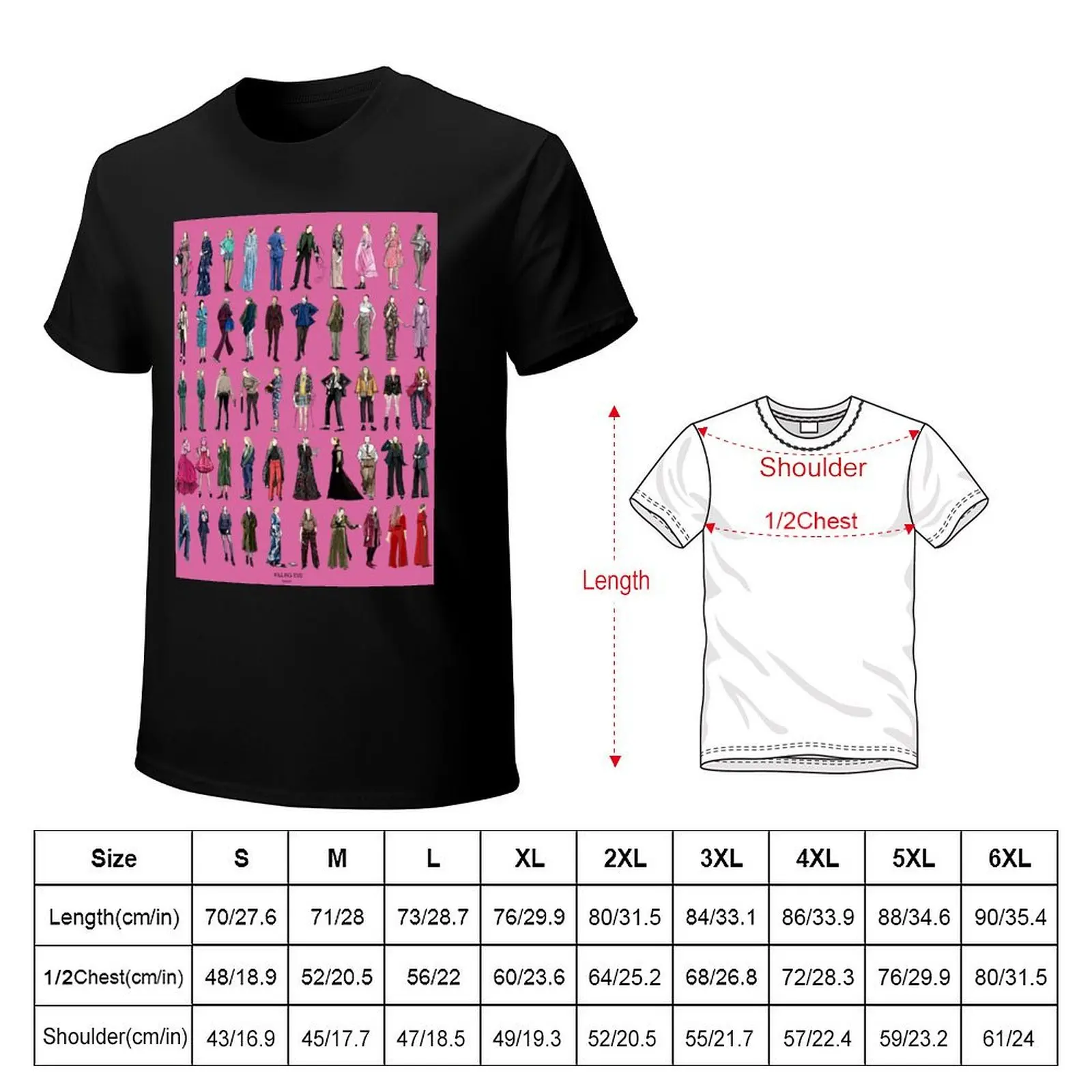Killing eve villanelle fashion looks Pink version T-Shirt Everyday Wear Basic Short Sleeve Top