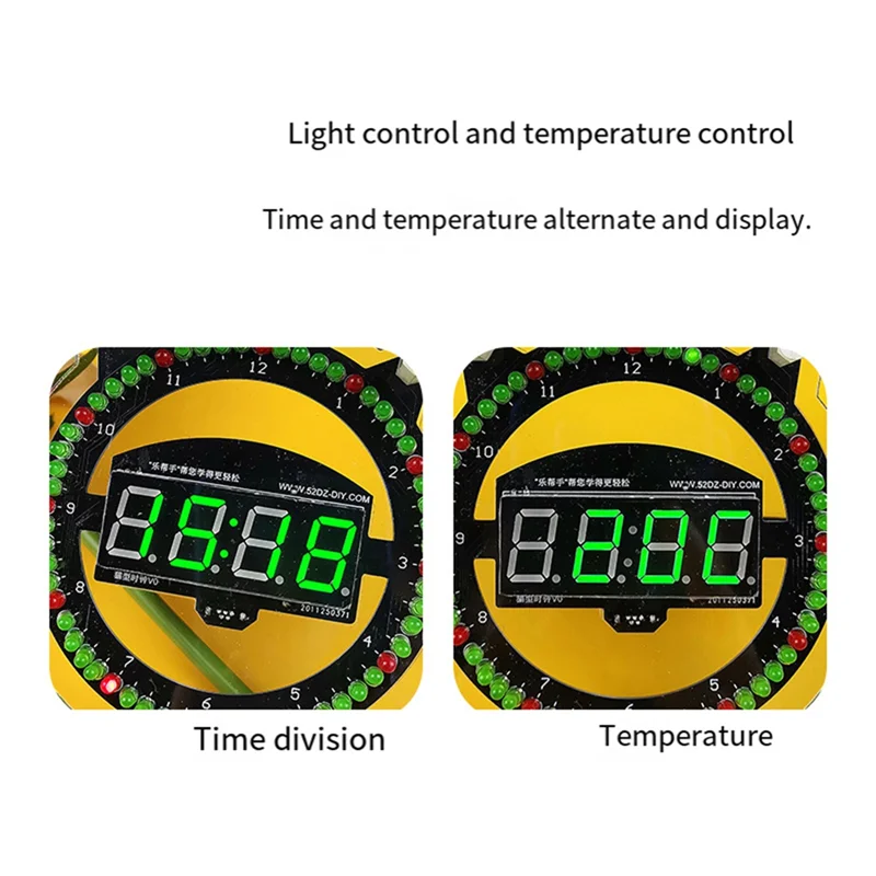 AB15-DS1302 Electronic Clock Kit DIY With Rotating LED Display Time Temperature Learning Soldering Project Practice Solder Red