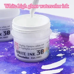 Japan Kuretake White High Gloss Watercolor Ink 30ML Opaque Waterproof Hand-painted Manga Special Pigment Art Painting Supplies