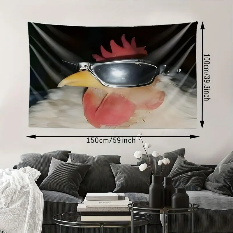 VIKAMA Cool Pulling Sunglasses Funny Rooster Tapestry, Playful Wall Art for Bedroom Living Room Dorm Aesthetic