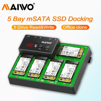 MAIWO M.2 mSATA Docking Station USB 3.0 Duplicator M.2 MSATA SSD Enclosure Case 5 Bay Support Offline Clone with LED indicato