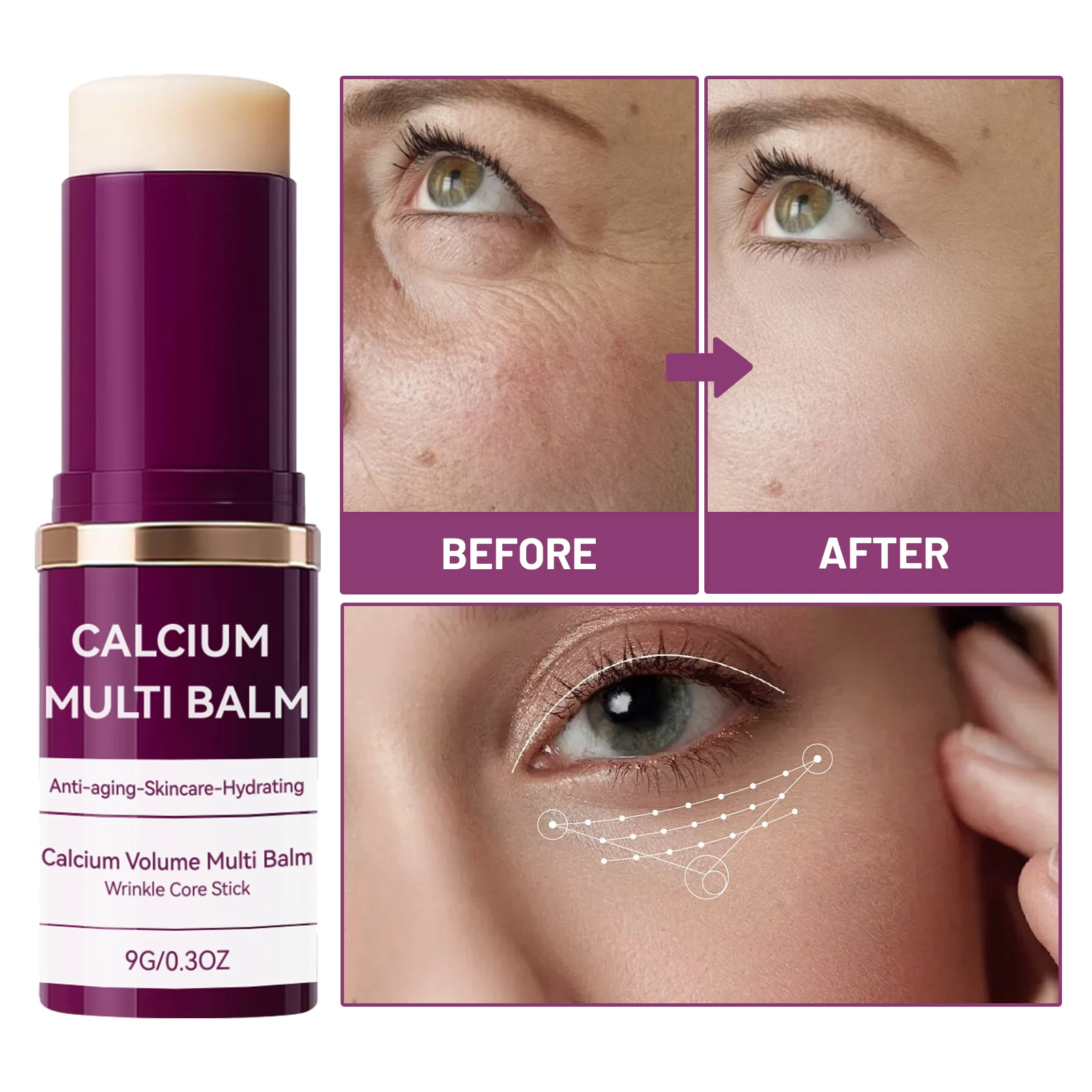 Multi Balm Stick 9g Retinol Squalane Niacinamide Calcium, Moisturizing Facial Skin Care Solid Balm for Hydrating Firming Care view 6