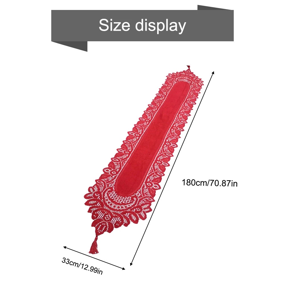 ニットテーブルランナーレースパーティー再利用可能なランナーテーブル33x180cmタッセルアクセサリーお祝い結婚式エッジファミリーフローラル