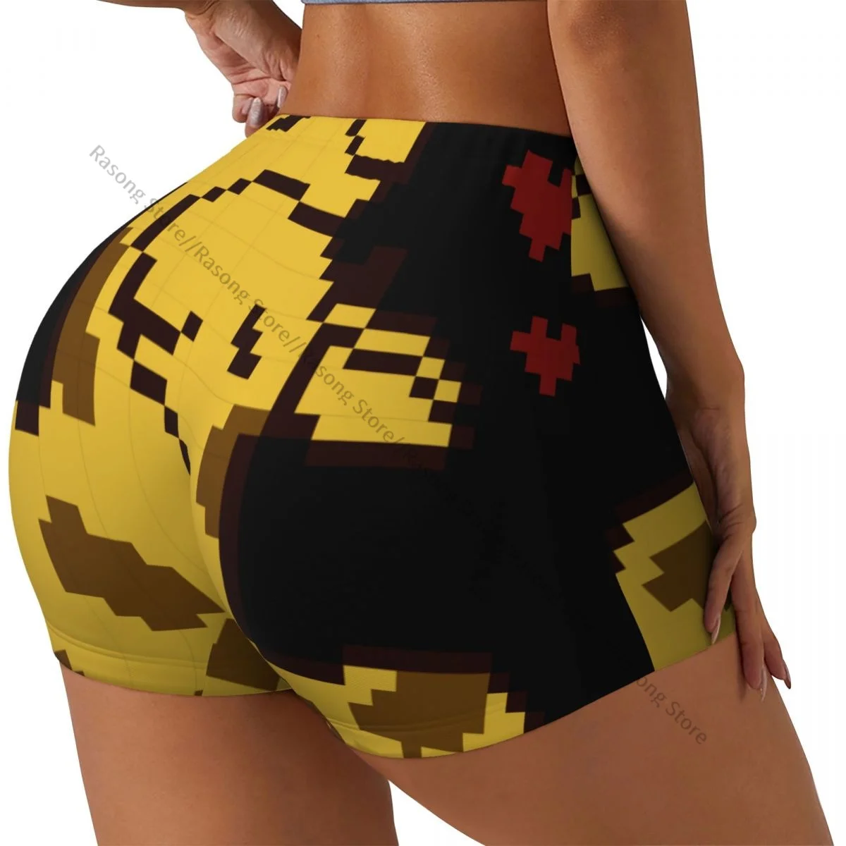 

Шорты для йоги с жирафами Pixel Art, женские байкерские плотные эластичные спортивные леггинсы для тренировок, спортивная одежда