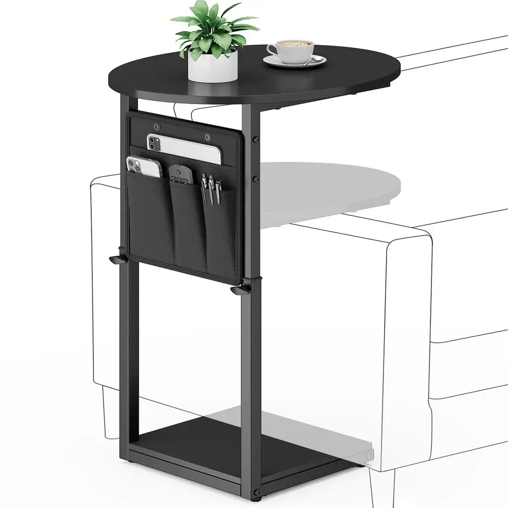 

C Shaped End Table, Adjustable Height Small Side Table for Couch and Recliner, 32 Tall Couch Side Table Slide Under Sofa Tray D