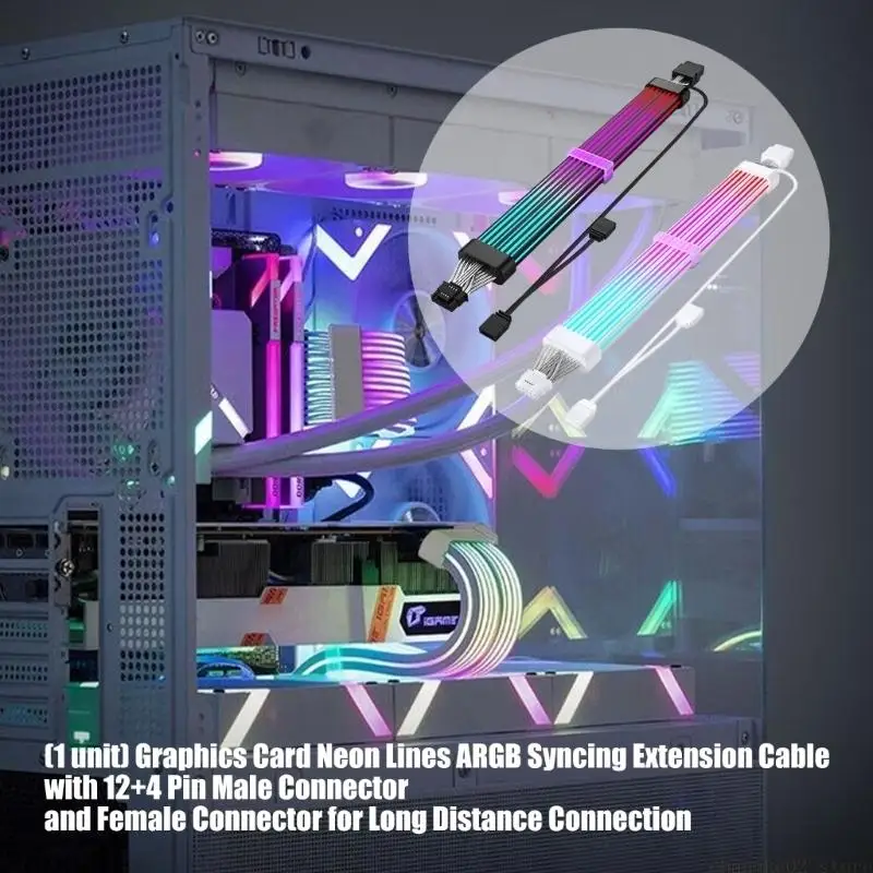 Neons Effect Cable 12+4Pin Male To Female For Dynamic RGBs Lighting Customization