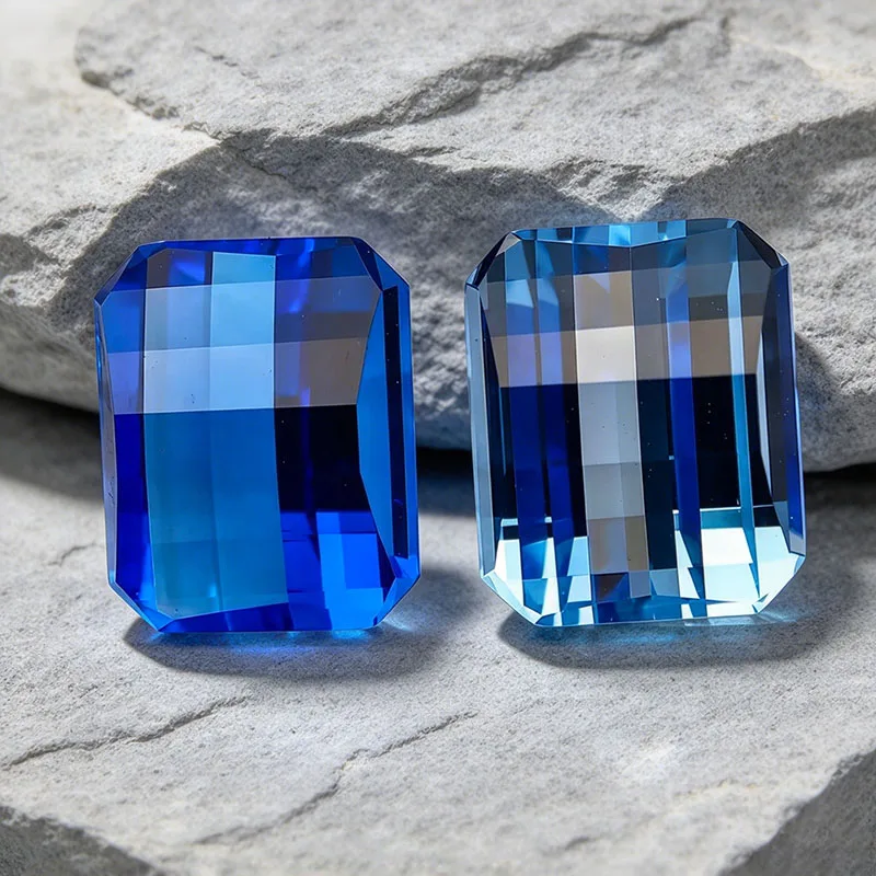 10x12mm Unique Square Pixel Mosaic Cut Cobalt Spinel Stunning Royal Blue Light Aquamarine for Handmade Fashion Jewelry Making