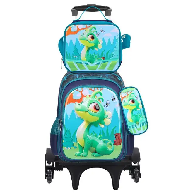 School Trolley backpack wheeled bag for Boys Trolley bag kids School Wheeled Backpack 3 pcs /set School bag on wheels for girls