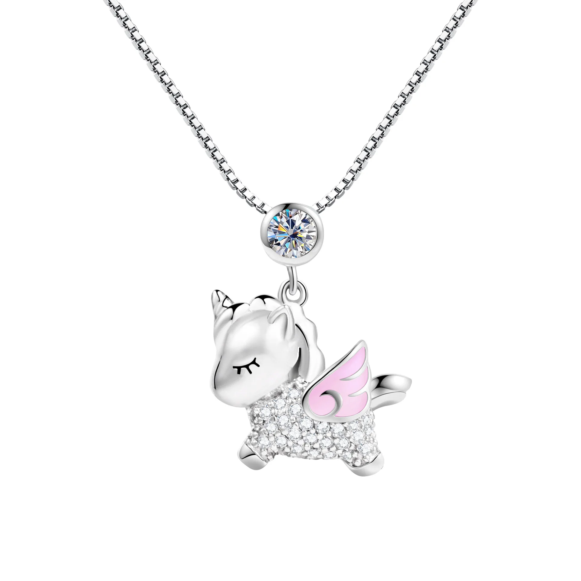 

Cute Exquisite S925 Pure Silver Colorful Diamond Pony Moissanite Necklace Valentine's Day Jewelry Gift