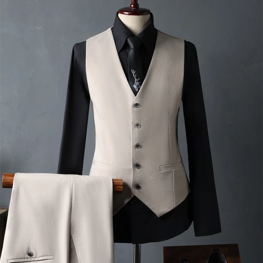 1-A51   s Young and Middle-aged Leisure Suit suit 2023 Autumn New Business Professional Dress Suit Vest Three-piece Set