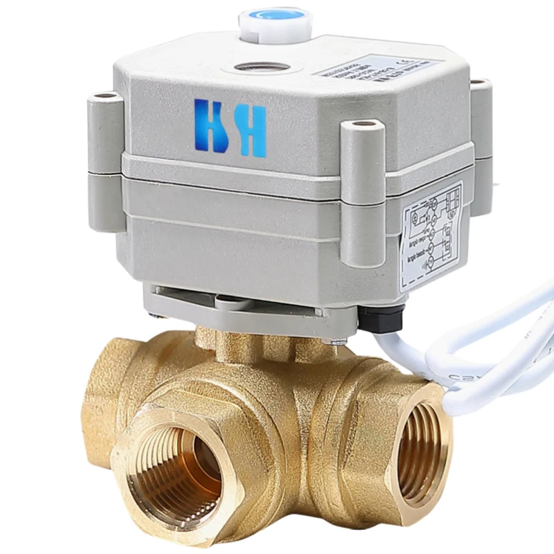 3 Way L-type 1/2“ DN12 Motorized Ball Valve DC5V/12V/24V Reduce Bore BSP 5 Wires Switching Control Ball Valve Position Feedback