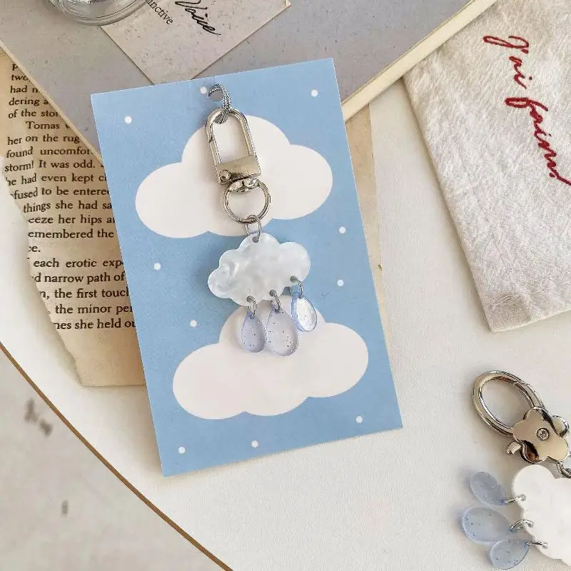 /Vly/Cloud Raindrop Keychain INS Raindrop Charms Mobile Phone Rope Pendant Keyring Phone Lanyard For Bag Phone Decoration Cute