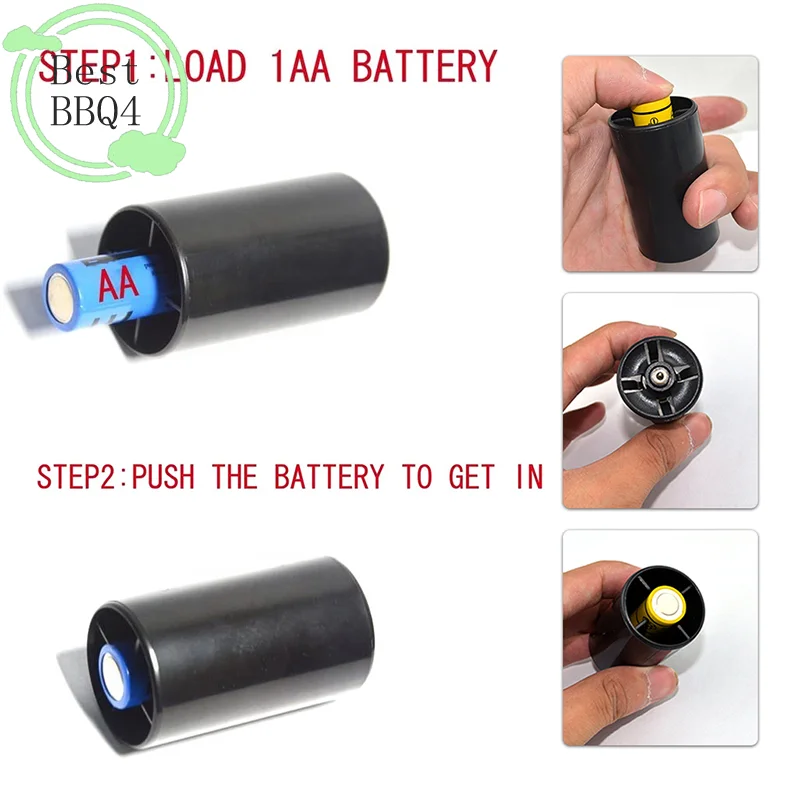 (BBQ4)1AA to 1D Size Battery Adapter Case AA to D Size Spacers AA to Size D Battery Adapter Converter Case
