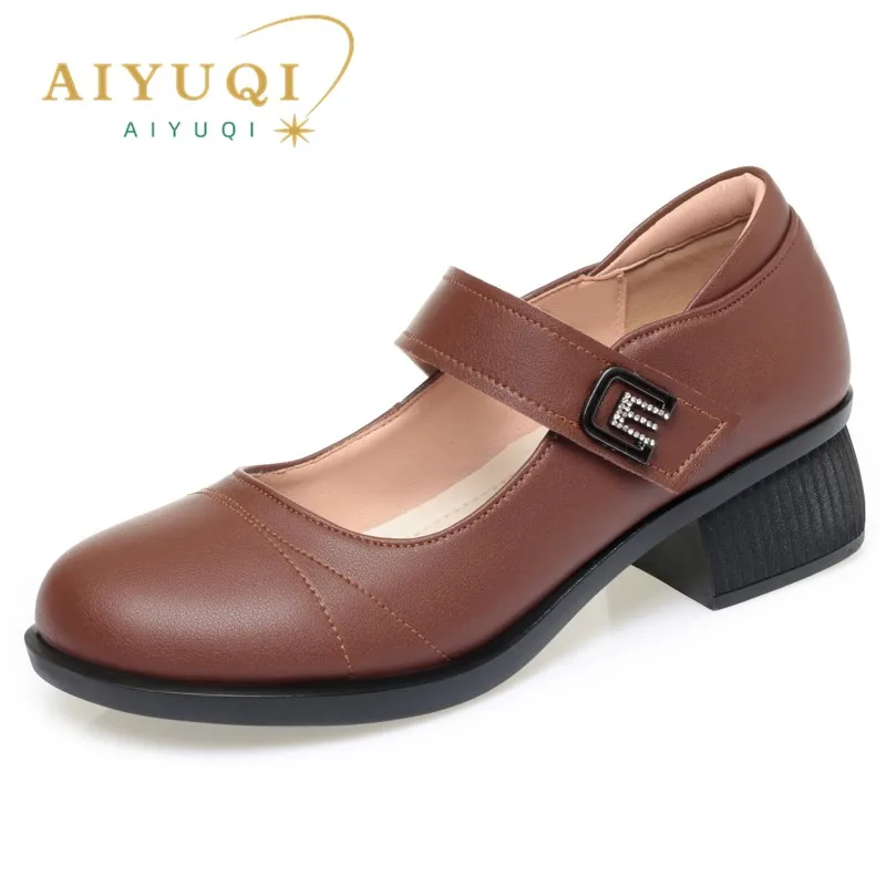 

AIYUQI Mom Shoes Genuine Leather 2025 New Autumn Middle-aged Non-slip Large Size Women's Shoes Commuter Women's Shoes