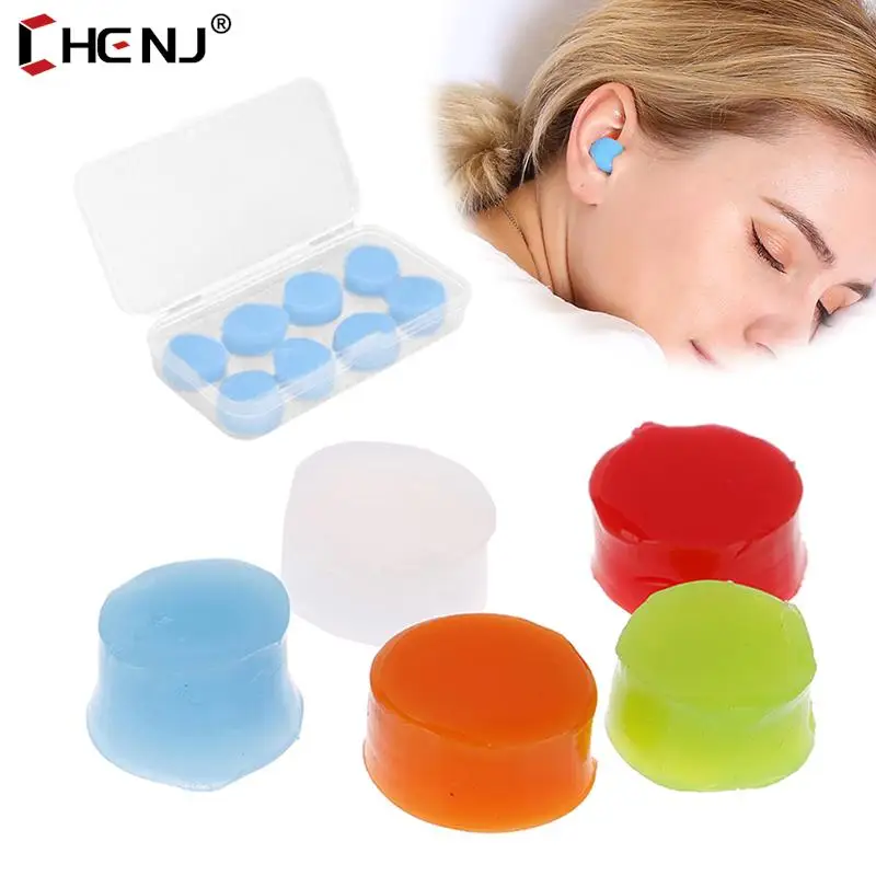8PCS/Box Silicone Ear Plugs Noise Reduction Sleep Anti Canceling Sound Insulation Reusable Earplug Protection Sleeping