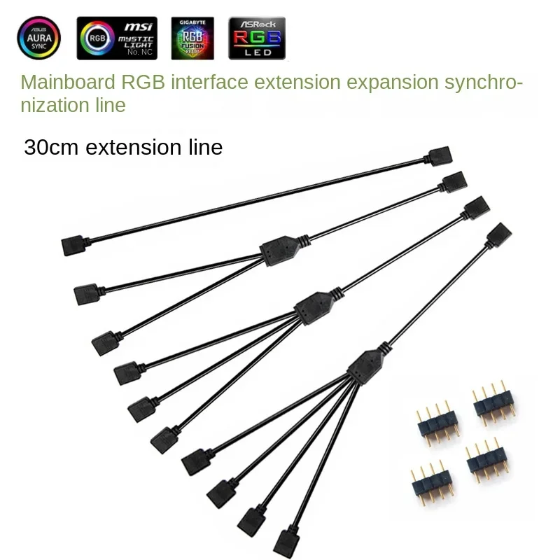 Computer Motherboard RGB Split Synchronous Cable 12V 4-pin Extension Tcable 5V ARGB 3-pin Hub for Asus Gigabyte MSI RGB Fusion