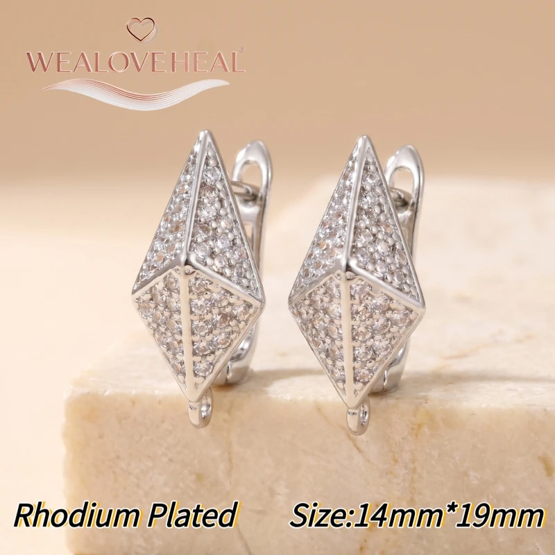 schmuckherstellung zubehör，Luxuriöse geometrische Pavé-CZ-Ohrringhaken, 18K vergoldete Messing-Kristall-Ohrringkomponenten für DIY-Schmuckherstellung – Detail 29