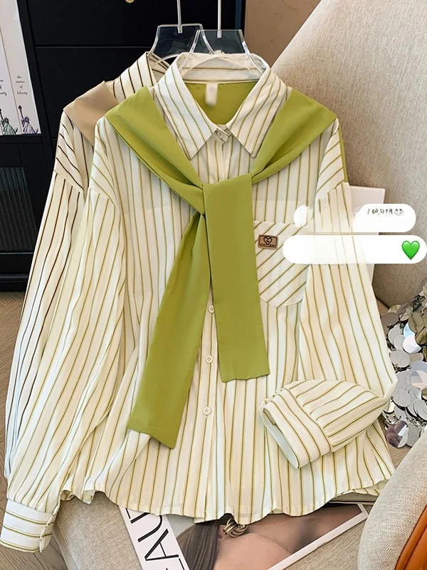 

Женский кардиган Lazy Sle в полоску с длинными рукавами, свободного кроя, с французским воротником, стандартной длины, повседневный топ